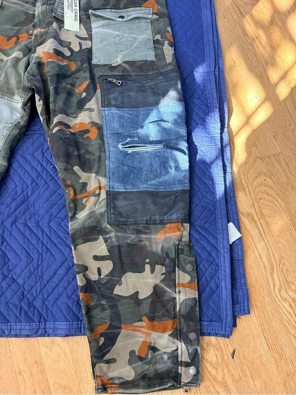 Jordan Craig Men's Patchwork Camo Cargo Pants in Green and Orange